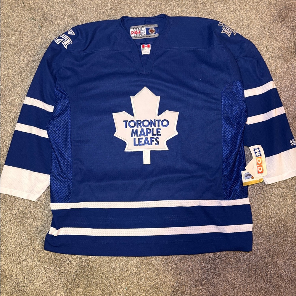 NWT Vintage Toronto Maple Leafs Team Jersey NHL CCM Mens XL SEWN Blue